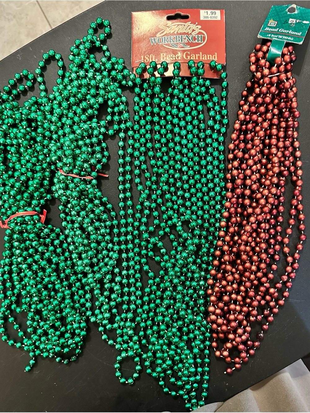 Green & Red Bead Garland - 18ft x 4 packs